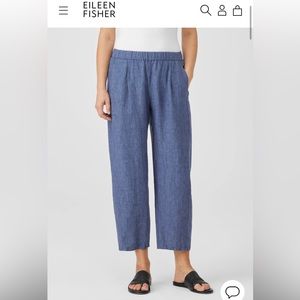 Eileen Fisher Made In USA from Irish Linen Bohemian pants in periwinkle